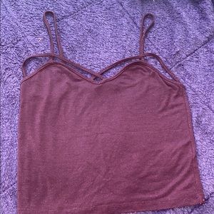 A Maroon Cross Cropped Tank Top from Forever 21